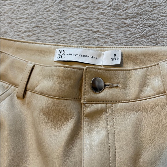 New York & Company Creamy Beige Faux Leather Pants - Picture 4 of 5